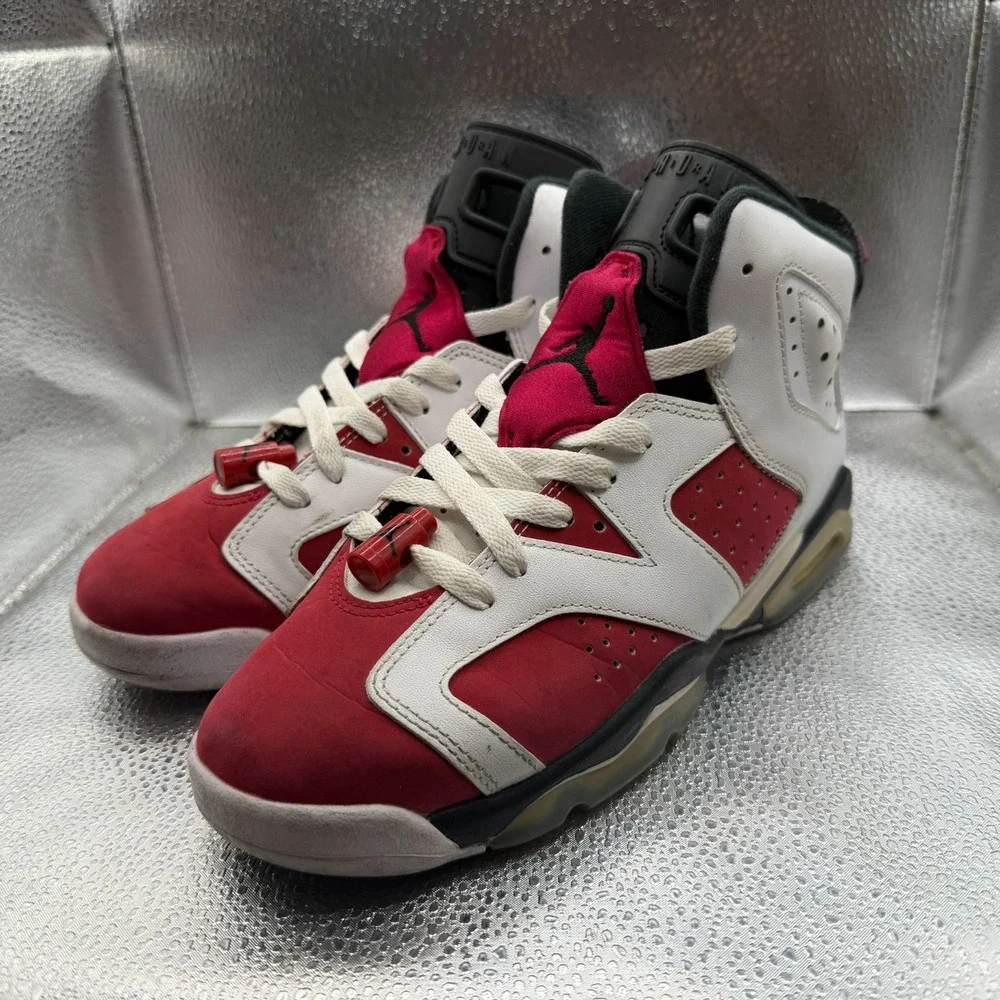 Size 6Y Air Jordan 6 Retro Mid White Carmine Kids Basketball Shoes‎ 384665-106